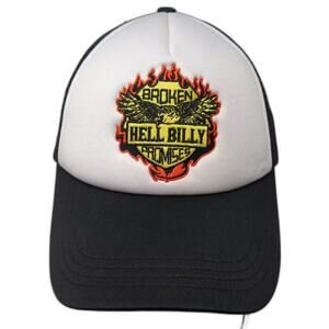 Broken Promises Trucker Hat Black White OS Snapback Hell Billy Eagle Patch Mesh